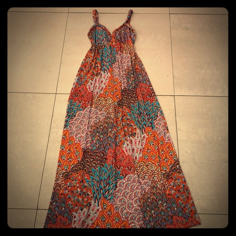 Paisley maxi dress with braided strap detail